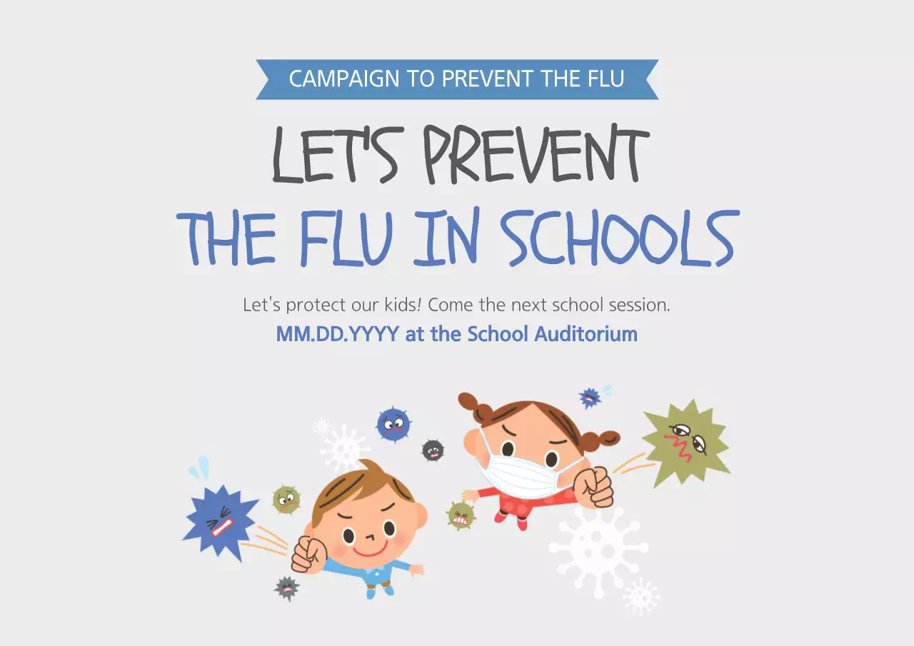 Blue Simple Flu Announcement Poster