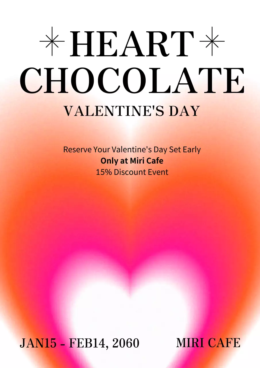 Graphic Valentine's Day promotion with pink-orange tones