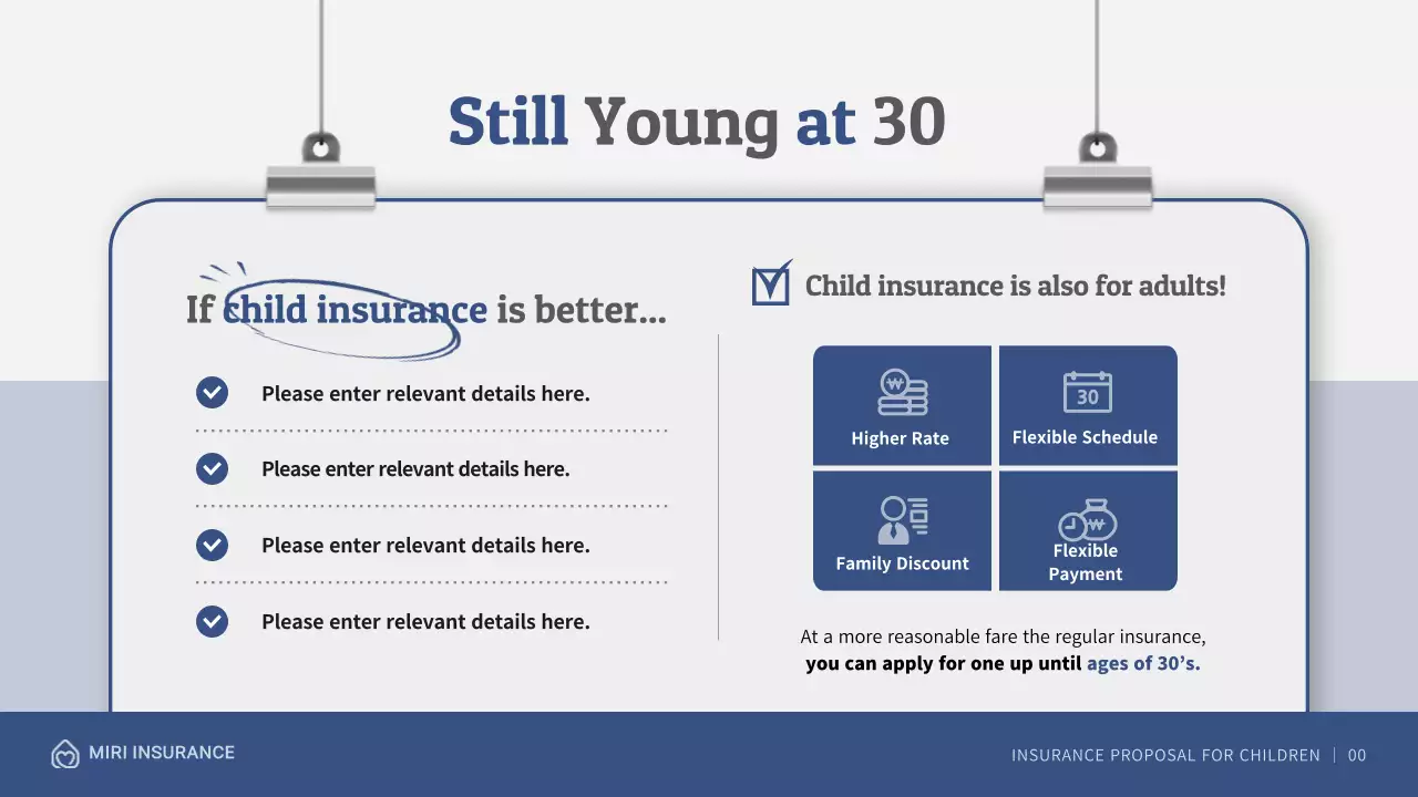 Children's insurance proposal with nude illustrations