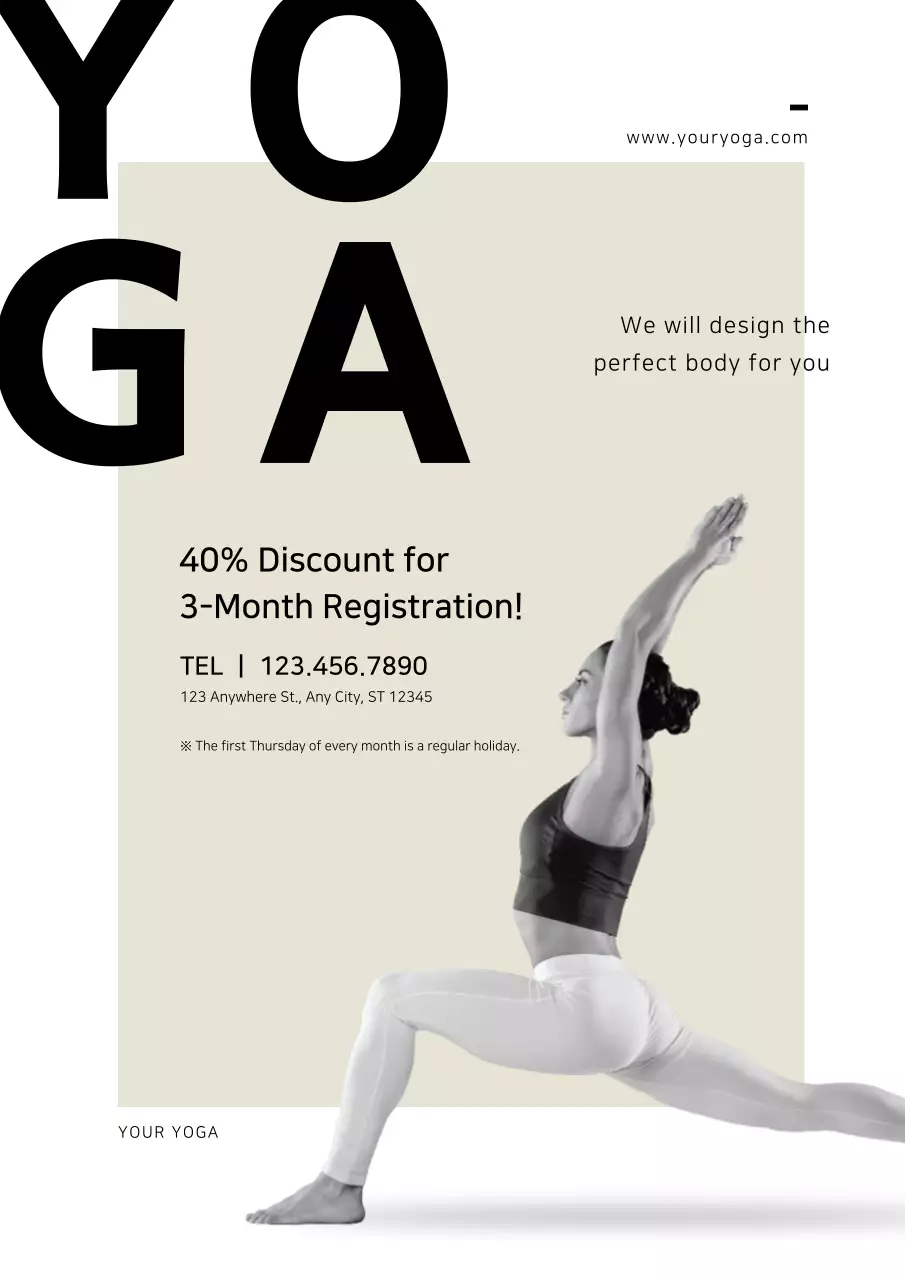 Beige Modern Yoga Promotion Poster