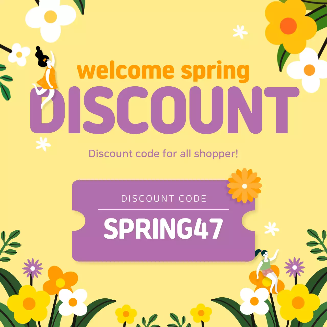 Yellow Trendy Spring Promotion Social Media Post