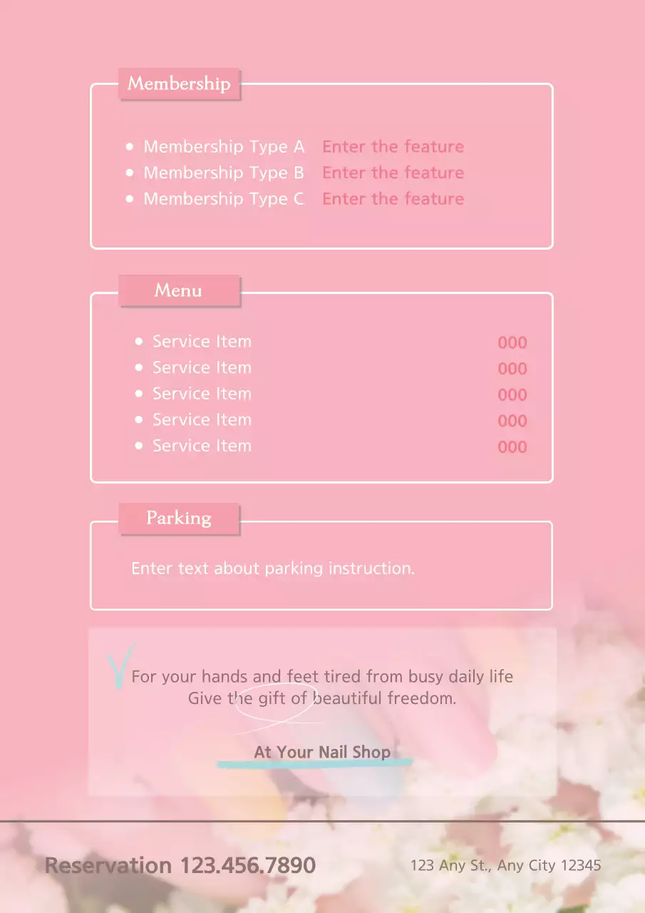 Pink Minimal Menu Design Poster