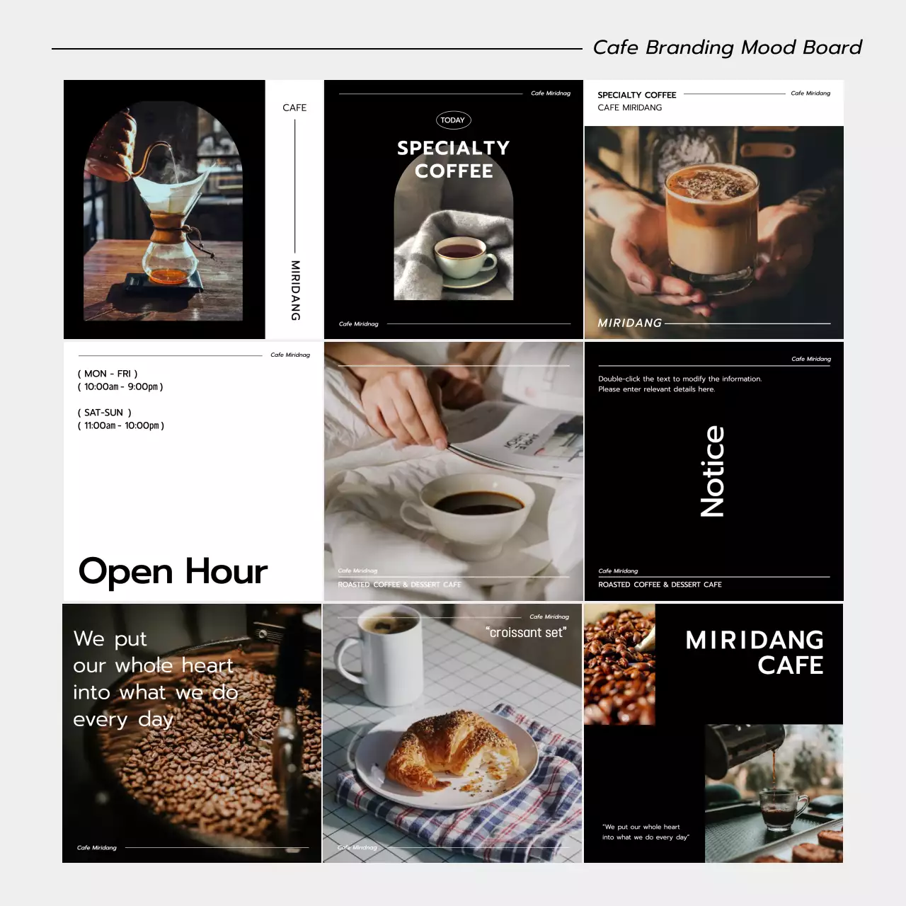 Black and white minimalist cafe bundle pack