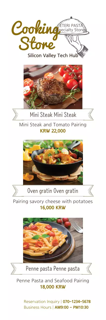 Banner de menu de restaurante minimalista branco