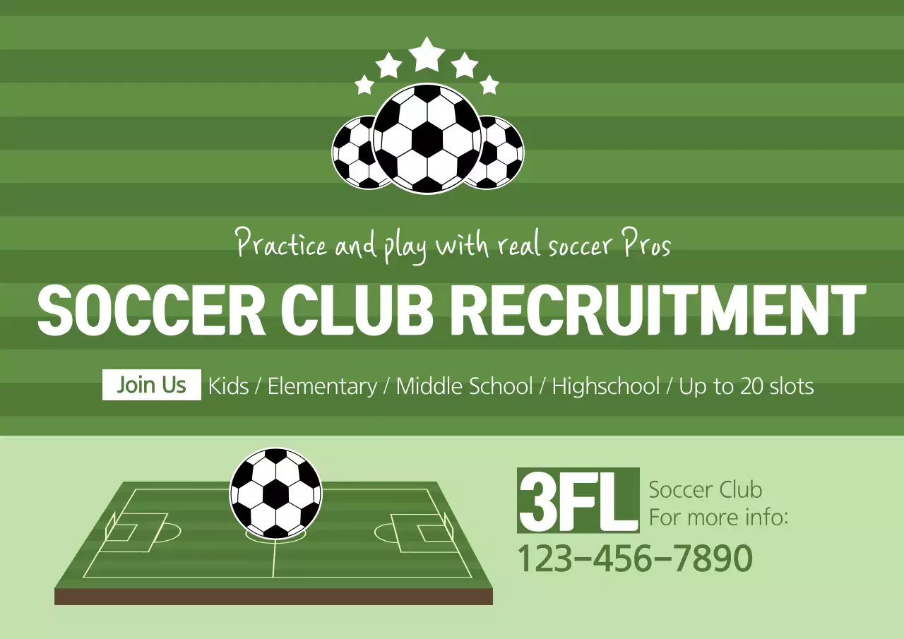 Poster Rekrutmen Sepak Bola Hijau Sederhana