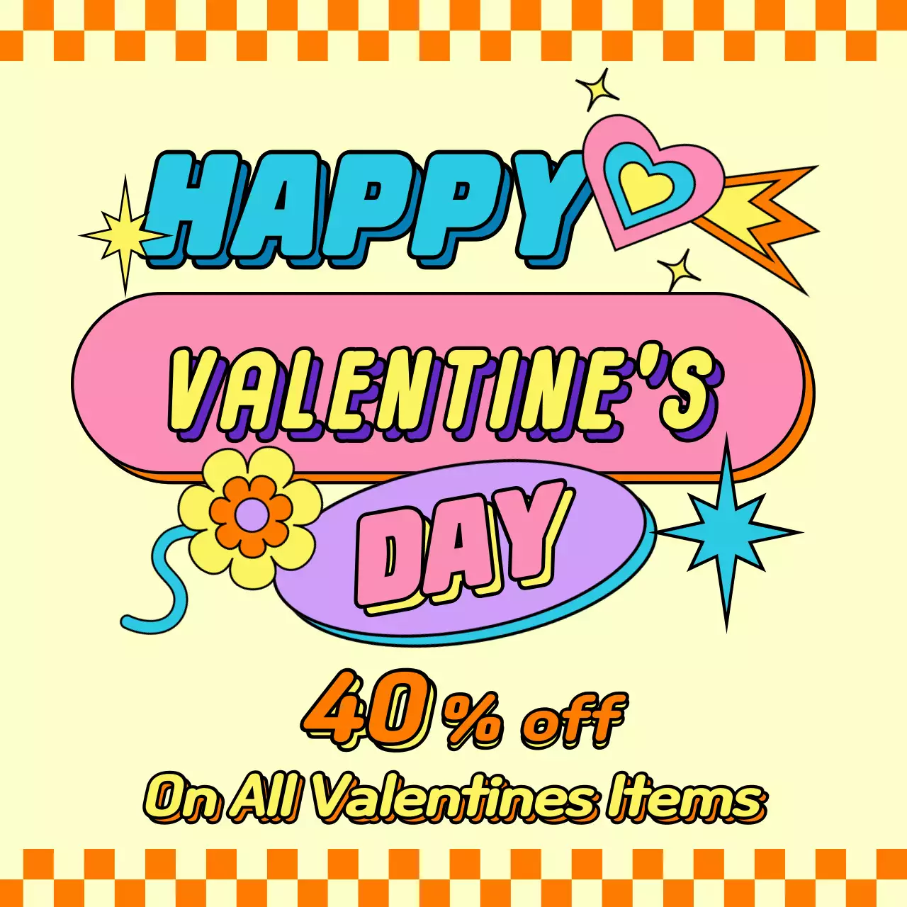 Rainbow Retro Valentine's Promotion Social Media Post