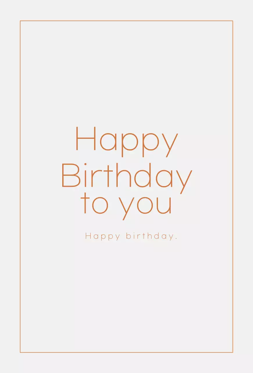 Simple birthday card with orange and gray lines and text