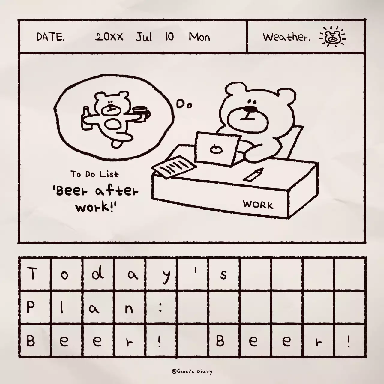 Beige Simple Diary Planner Social Media Post