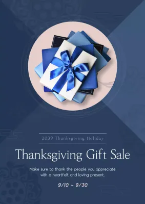 Blue Elegant Thanksgiving Promotion Poster