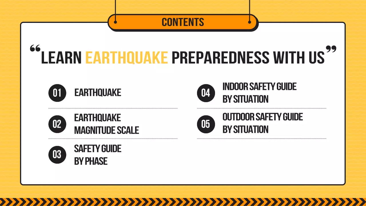 Earthquake Disaster Preparedness Training for Elementary Schools in Yellow and Black Lines