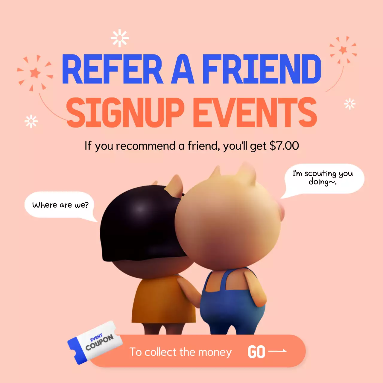 Coral Animation Referral Promotion Social Media Post