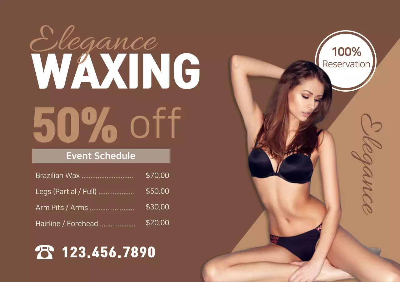 Brown Elegant Waxing Promotion Poster