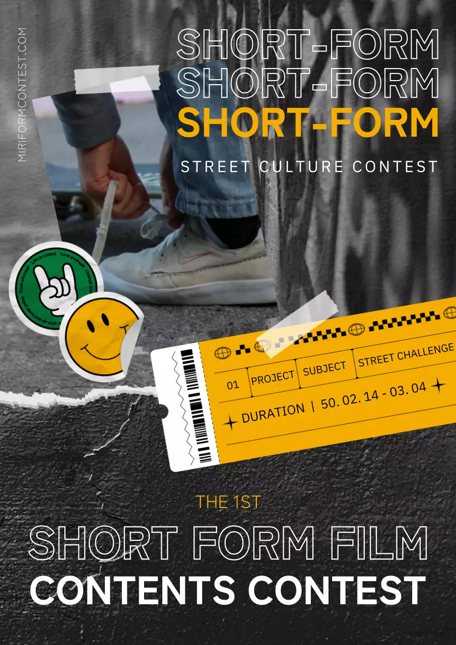 Black, white, and yellow vintage-inspired short form competition