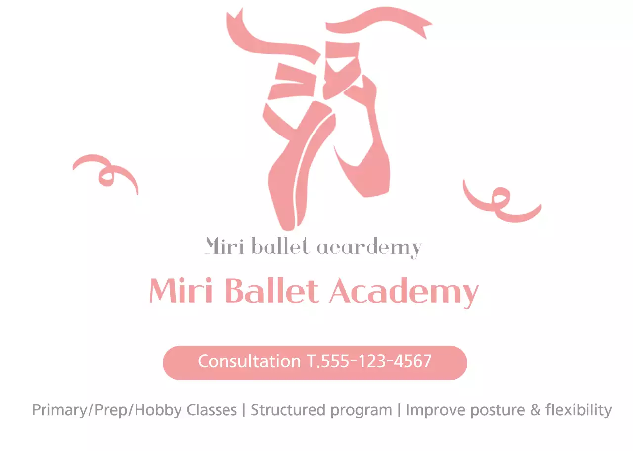 ilustrasi putih merah muda sekolah balet promosi sederhana