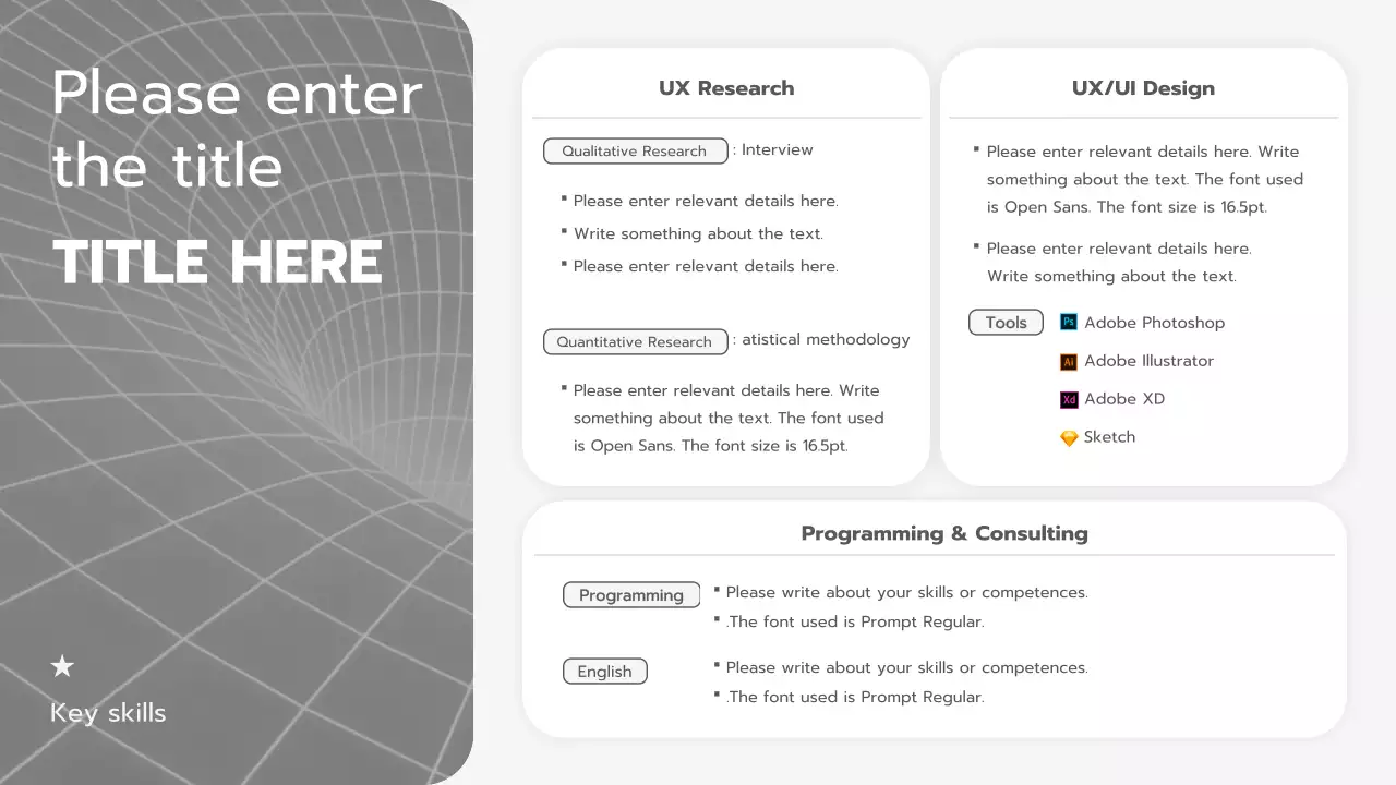 A clean planner portfolio with a black-and-white pattern in white and gray