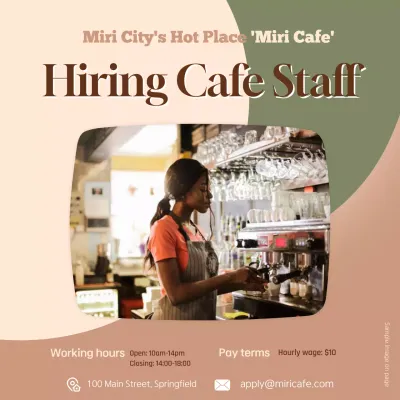 Beige Modern Cafe Recruitment Social Media Post