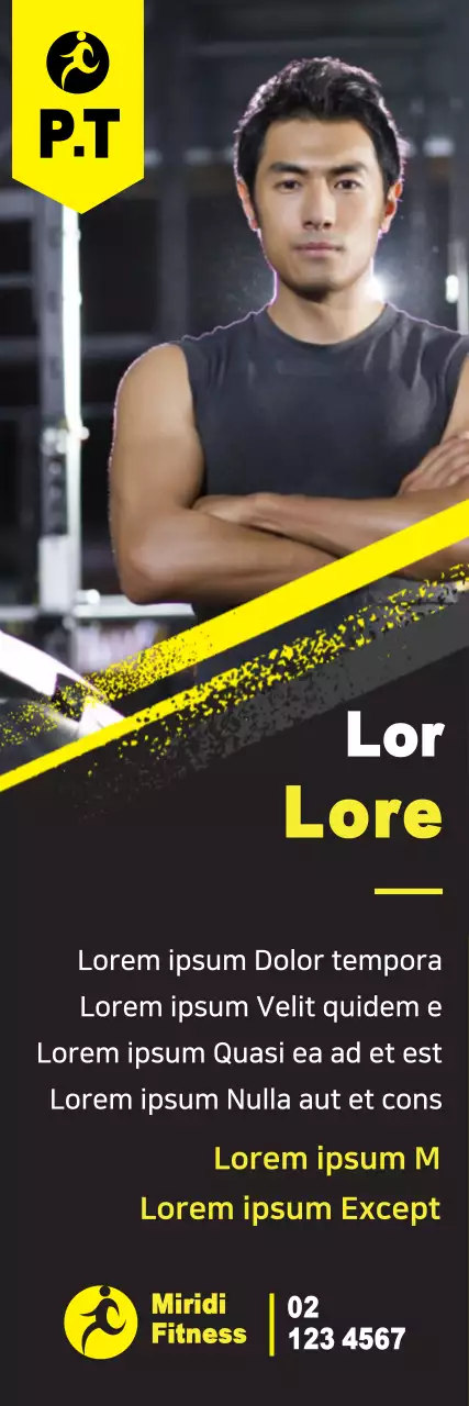 Banner de promoção de fitness moderno amarelo