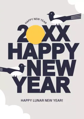 Beige Simple New Year Announcement Poster