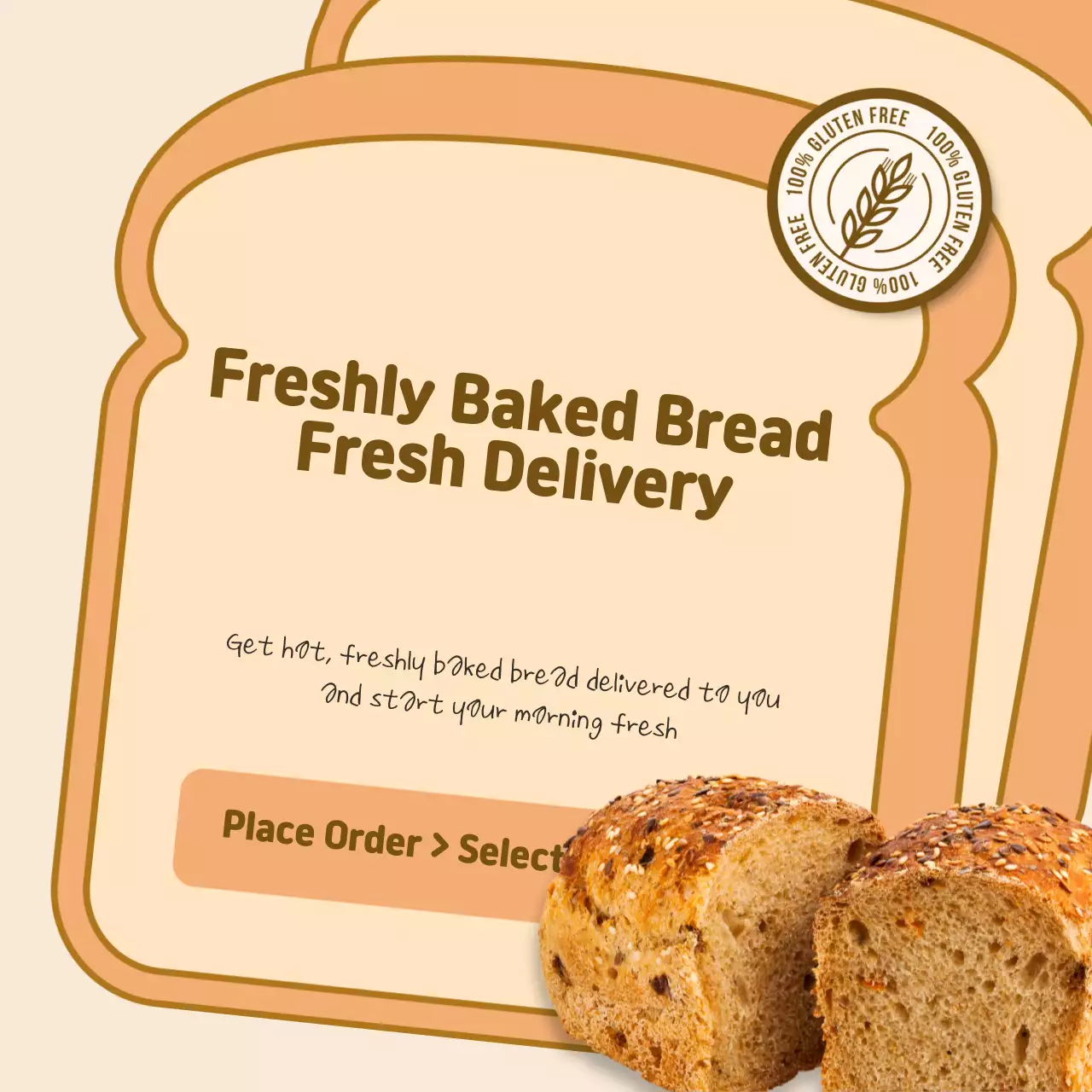 Beige Modern Bread Promotion Social Media Post