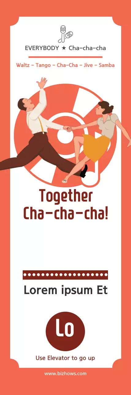 Banner promocional de dança retrô laranja