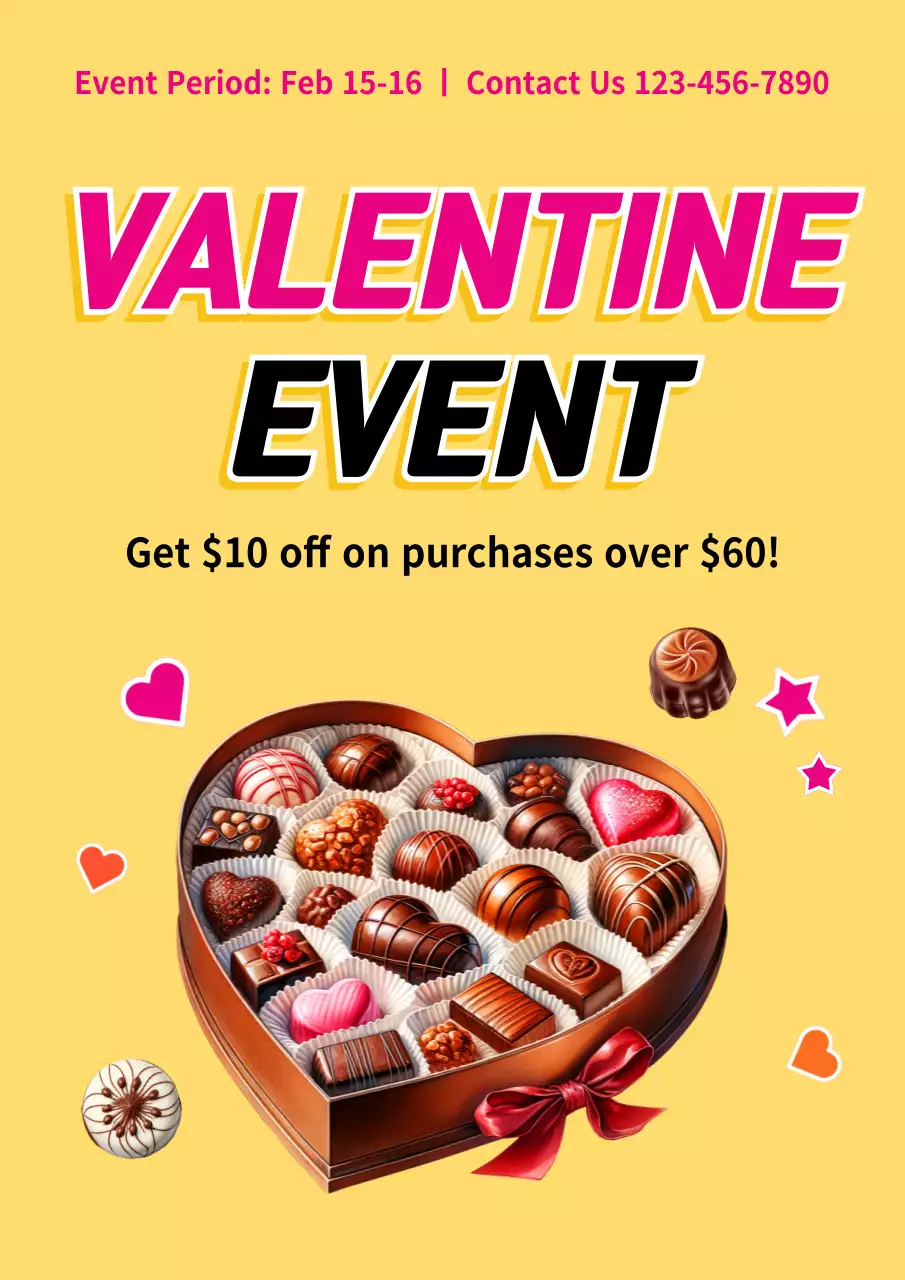 Yellow Trendy Valentine Promotion Poster