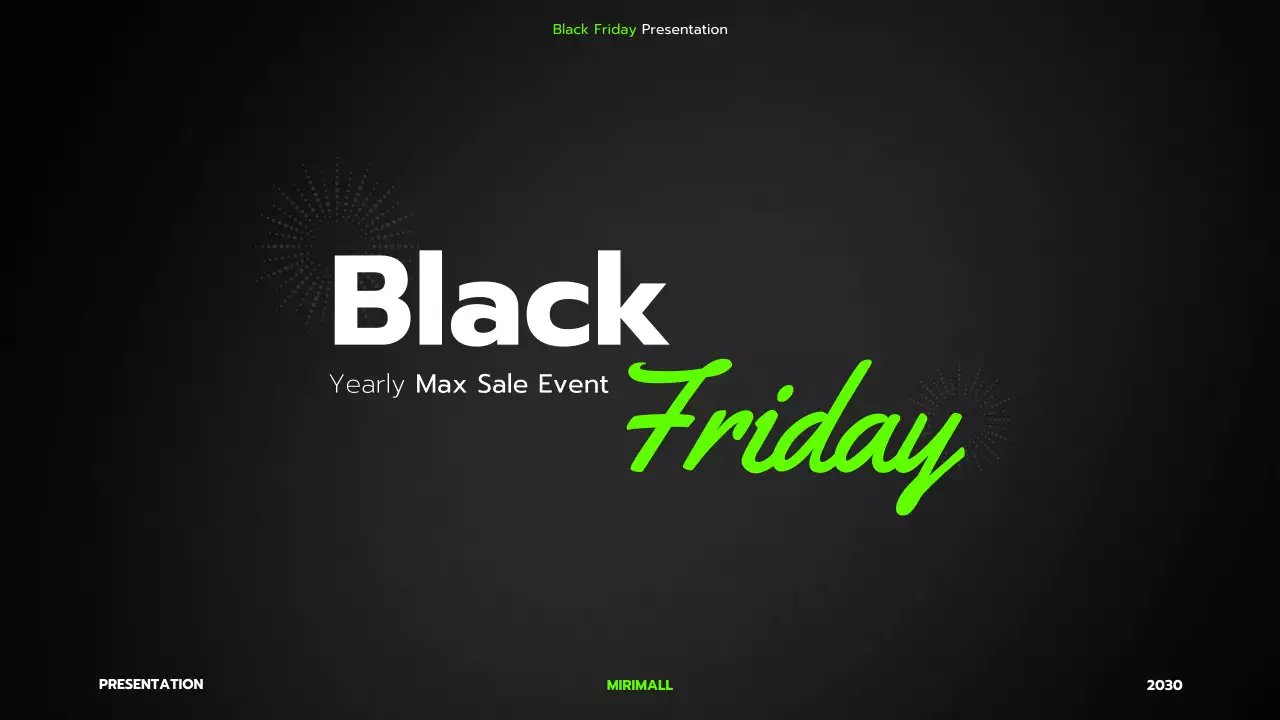A simple black and lime green mall Black Friday event planner