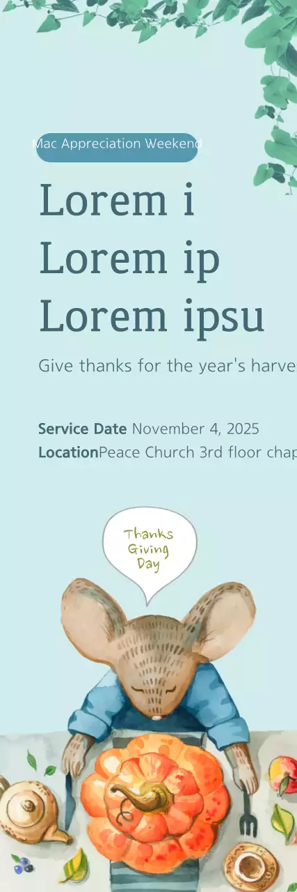 Banner de anúncio tradicional de ação de graças com hortelã