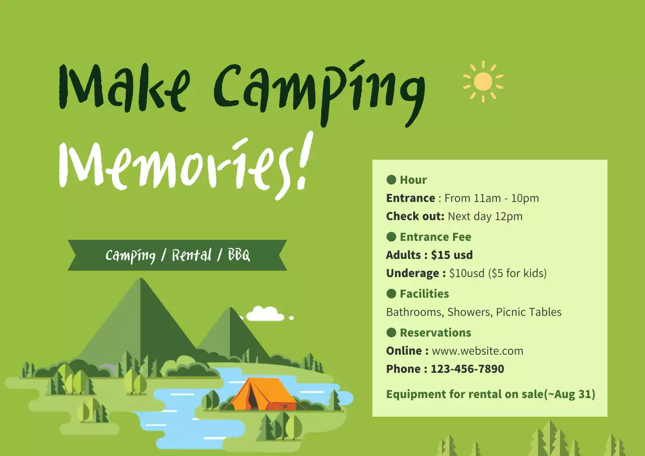 Green Rustic Camping Promotion Poster