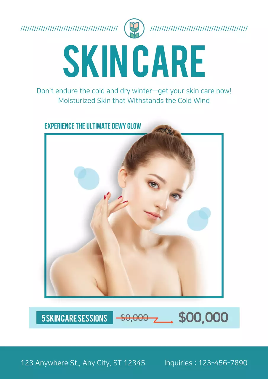 Teal Modern Skincare Promotion Poster
