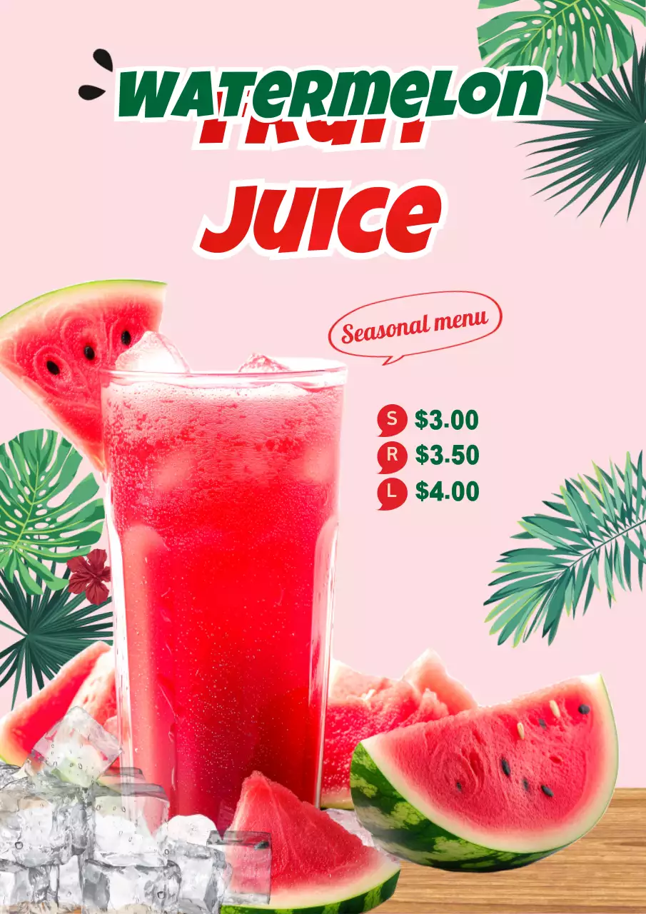 Red Tropical Juice Promotion Poster