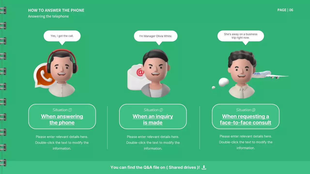 초록색과 흰색의 신입사원 메뉴얼 프레젠테이션