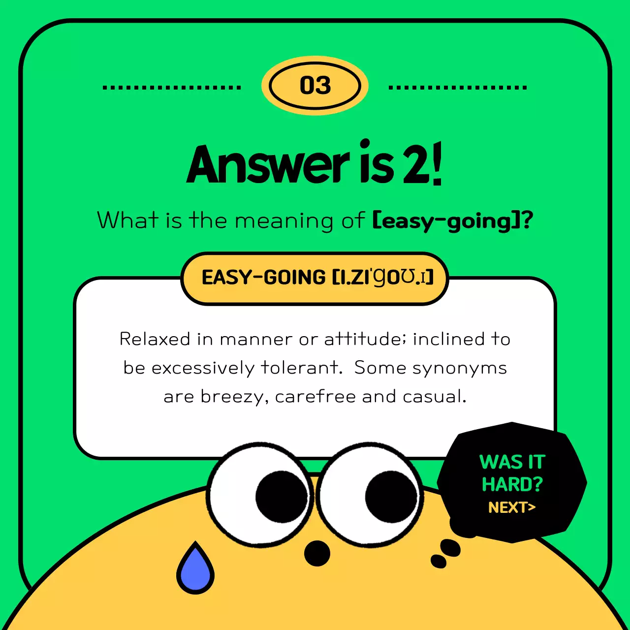 Character concept literacy test in green and blue