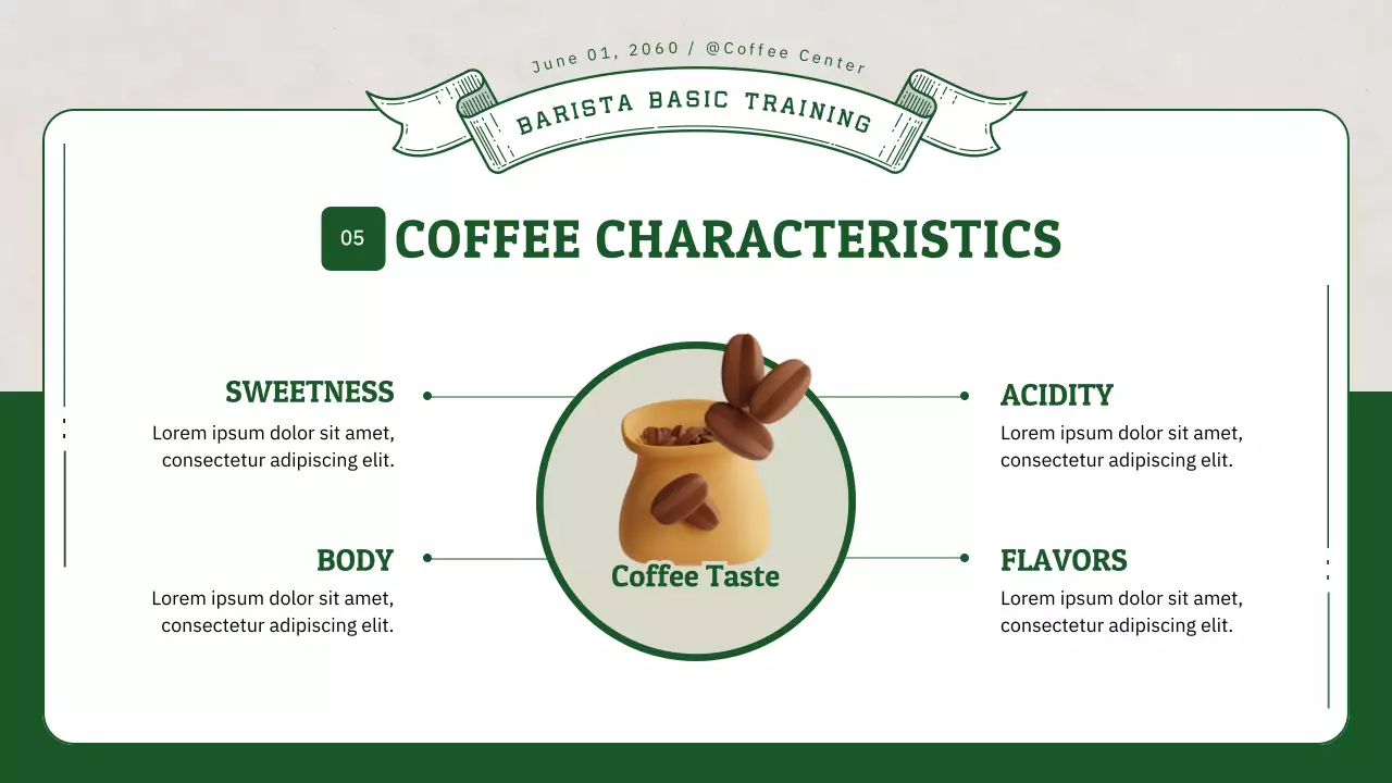 Barista training with green 3D illustrations