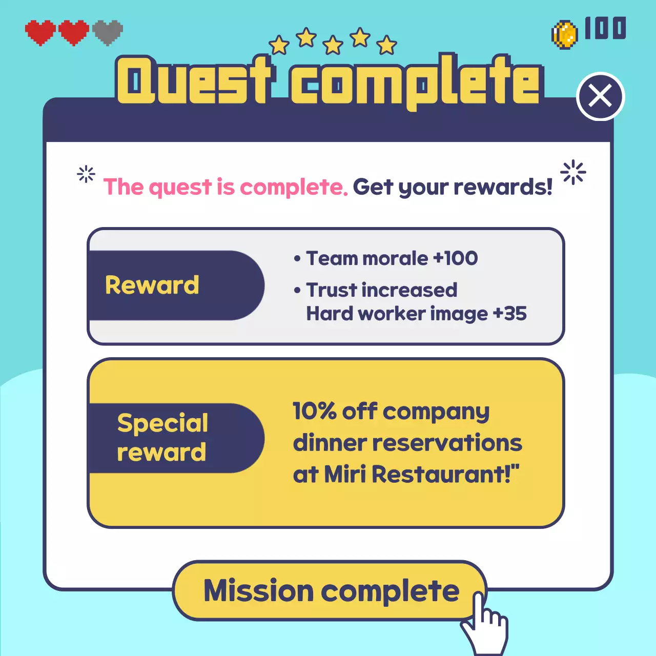 How to book a dinner with a game quest concept