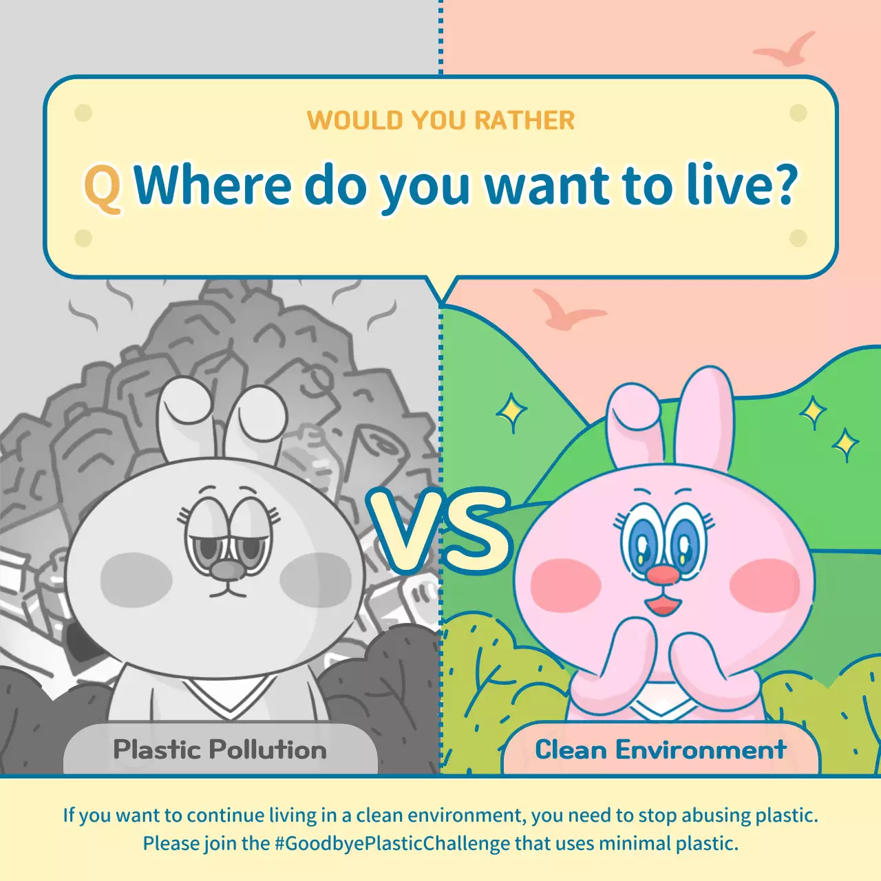 Colorful Cartoon Environment Promotion Social Media Post