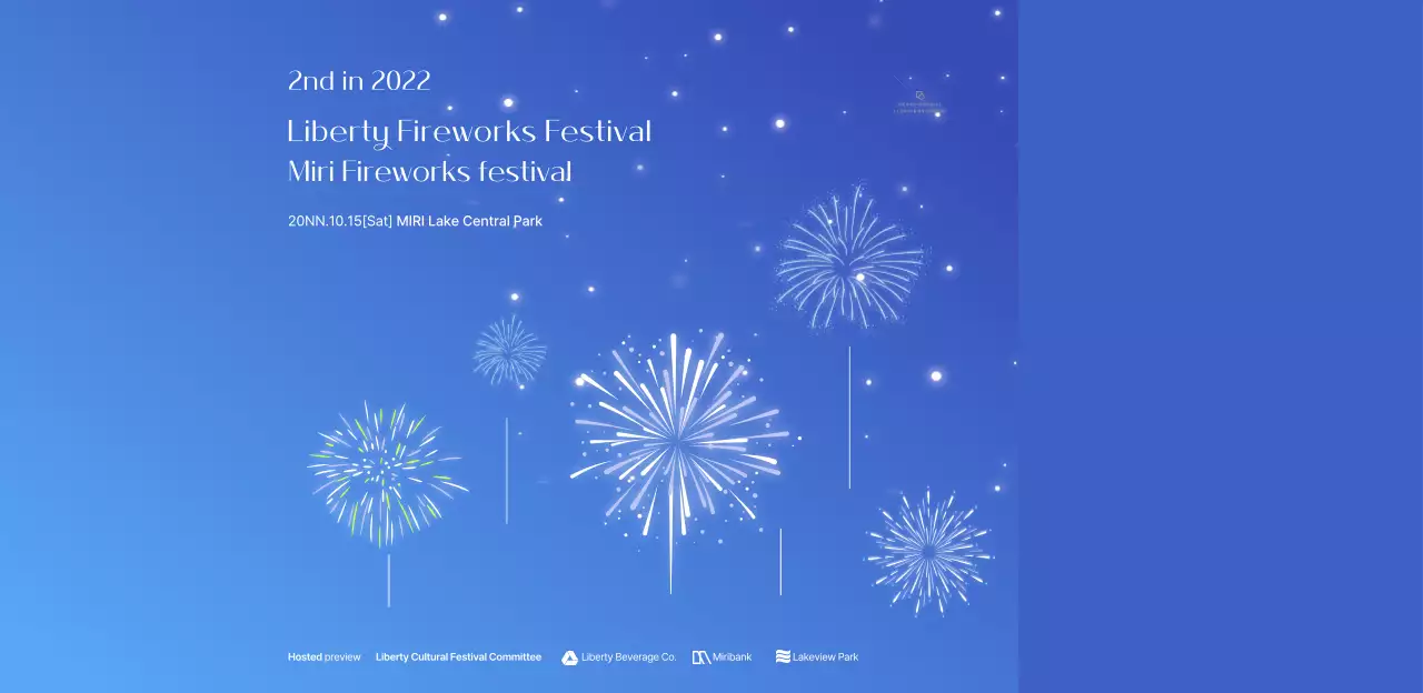 Gradient background and star design for a fireworks display