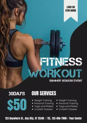 Teal Modern Fitness Promotion Poster