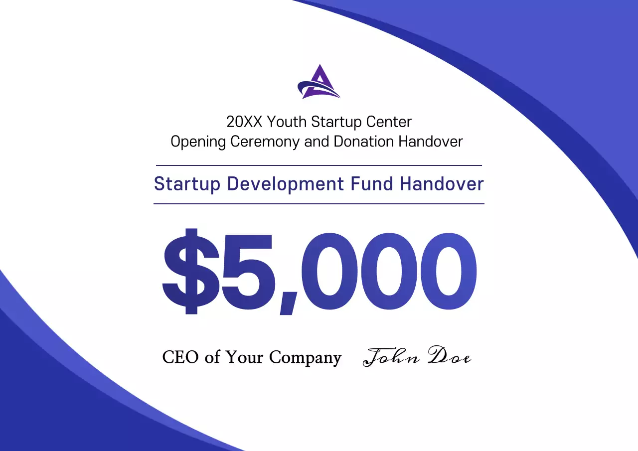 Blue Modern Donation Certificate Poster