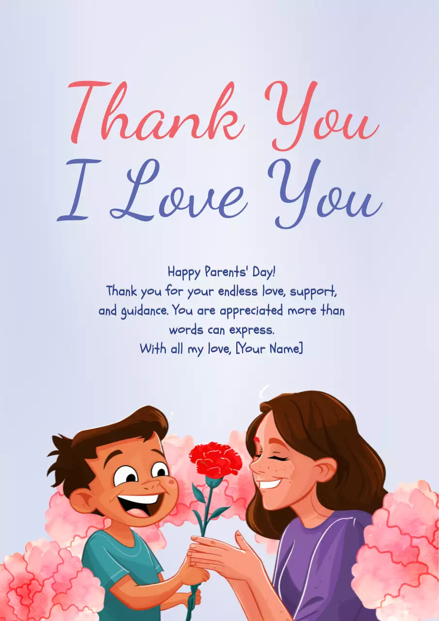 Pink Animation Parents' Card Poster