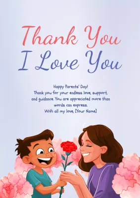 Pink Animation Parents' Card Poster