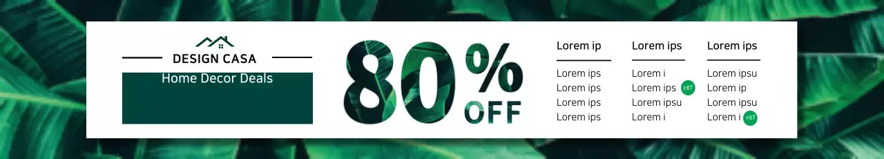 Banner de promoção de decoração tropical verde