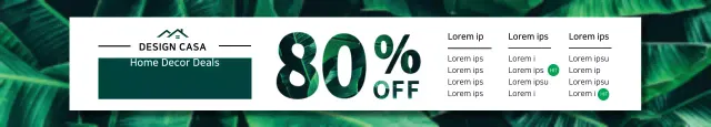 Banner de promoção de decoração tropical verde