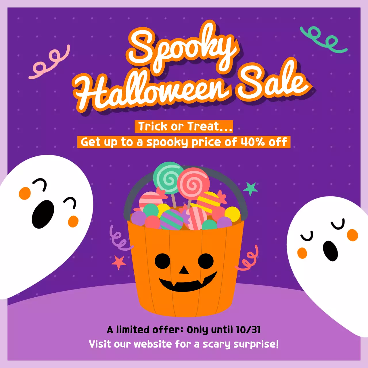 Purple Retro Halloween Promotion Social Media Post