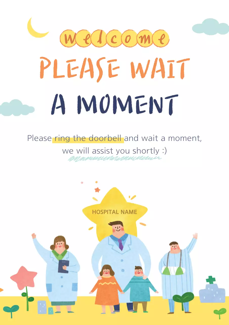 Orange Simple Hospital Notice Poster