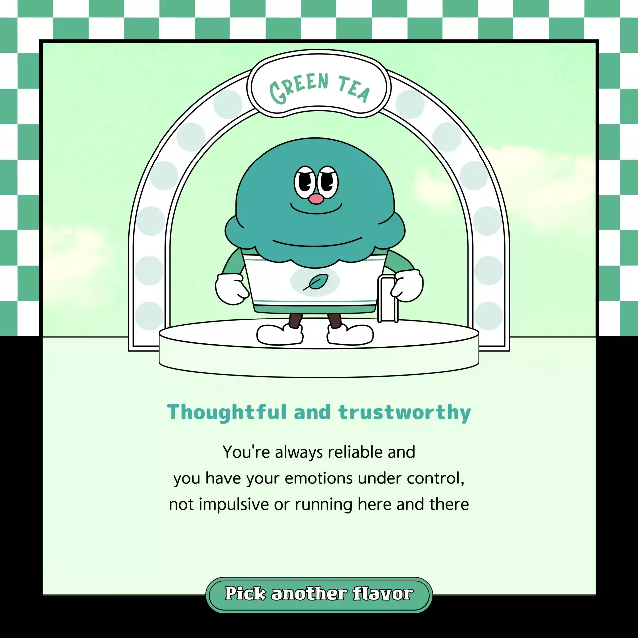 Cute retro character illustration style ice cream character in pink mint chocolate color