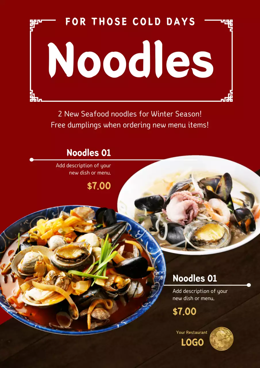 Red Traditional Seafood Promotion Poster