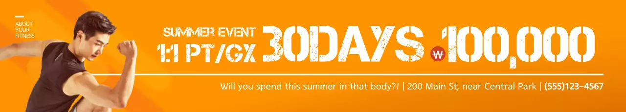 Banner de promoção de fitness da moda laranja