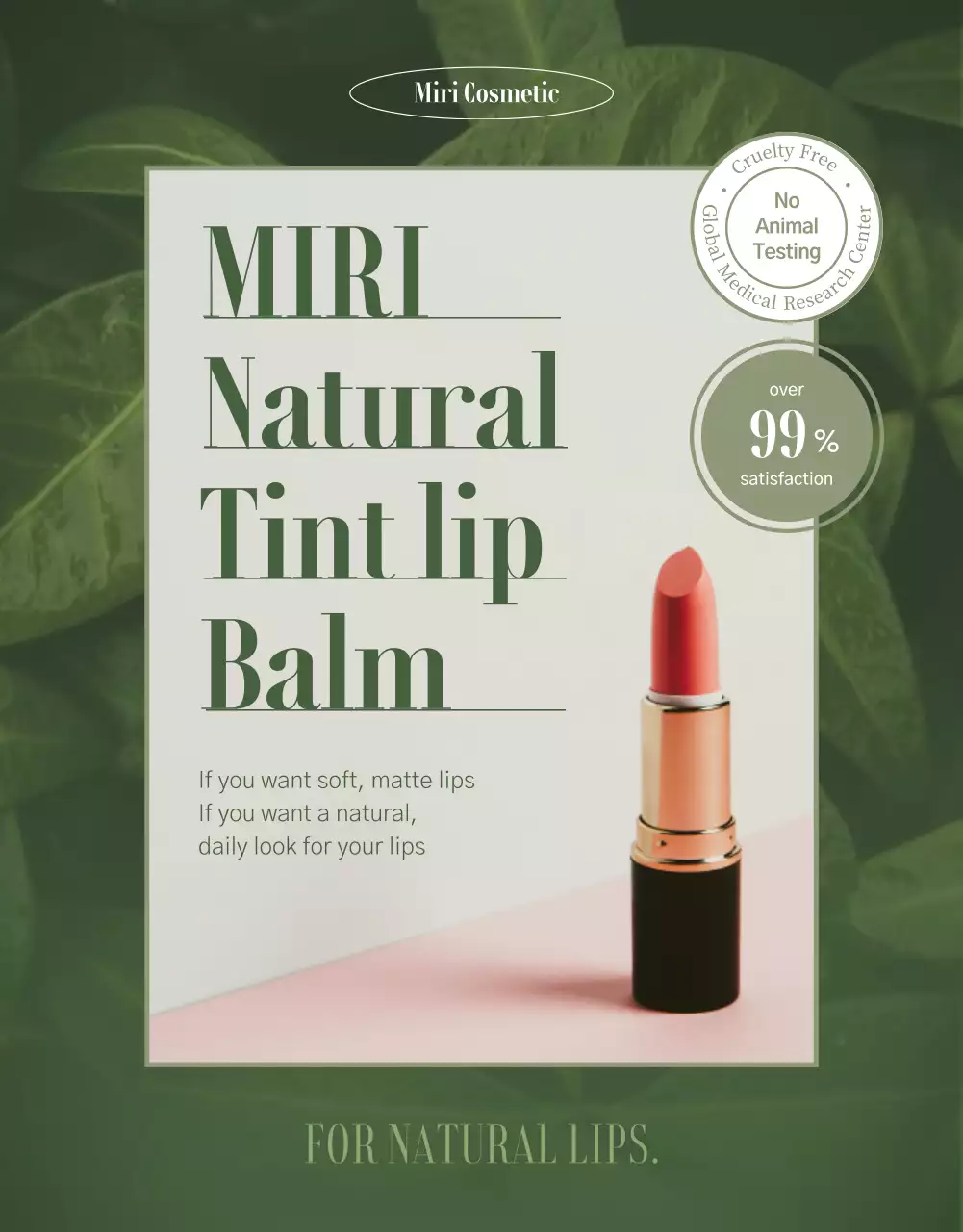 Simple Lip Balm Cosmetics in Green Color