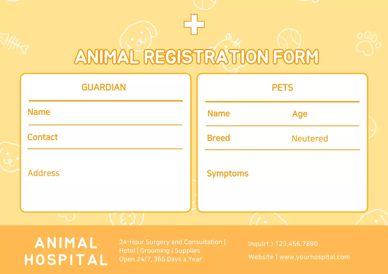 Yellow Playful Animal Registration Poster
