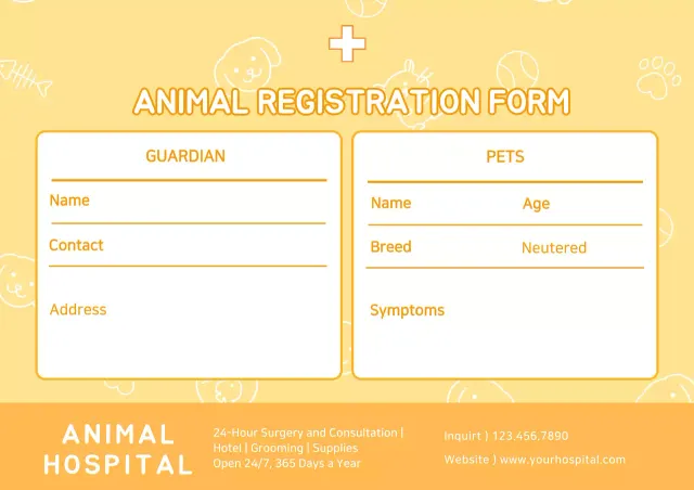 Yellow Playful Animal Registration Poster